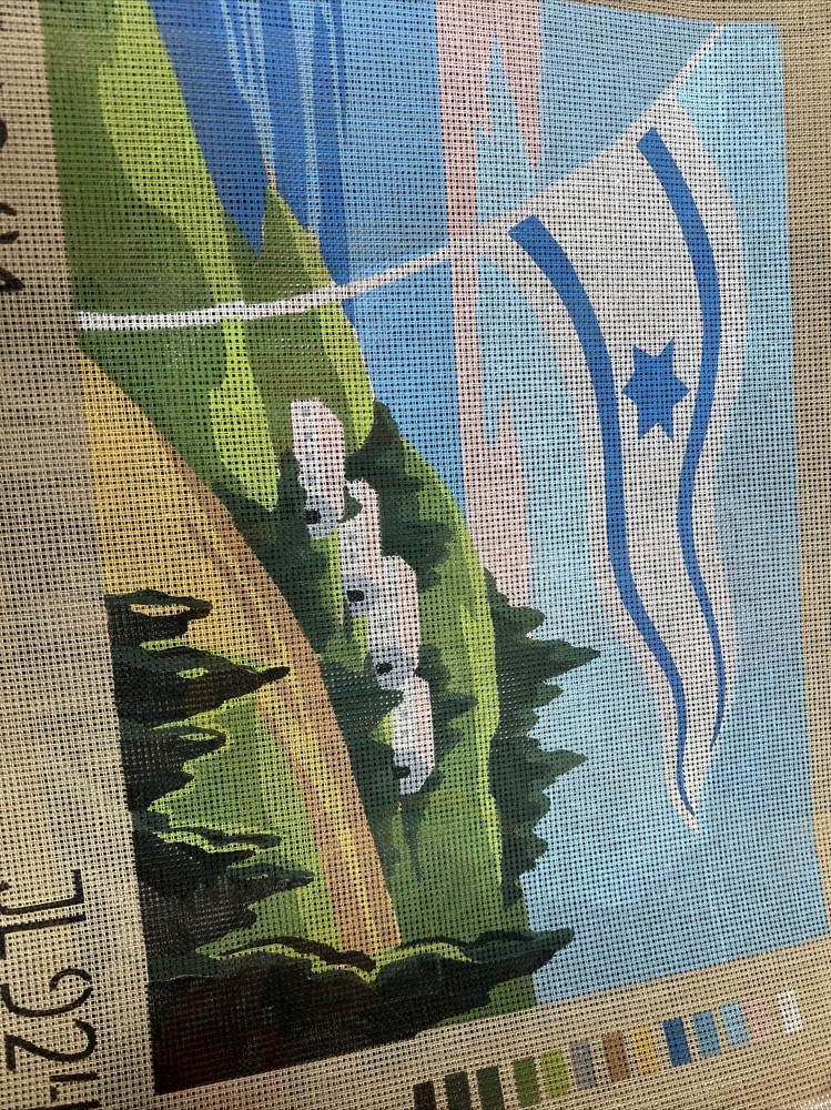 needlepoint canvas handpainted vintage