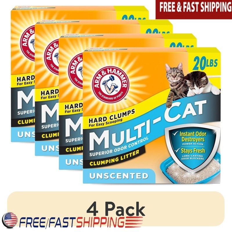 Multi-Cat Unscented Clumping Cat Litter 20lb Odor Control Dust Free Low Tracking
