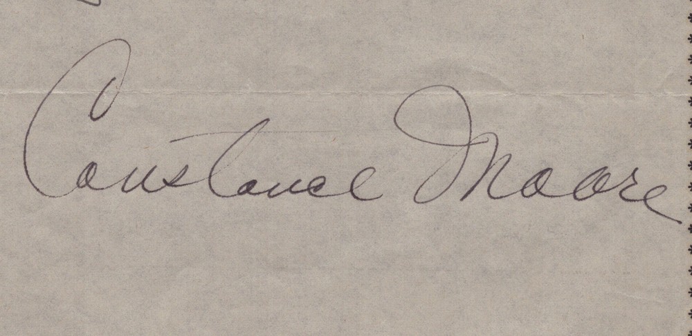 CONSTANCE MOORE - DOCUMENT DOUBLE SIGNED 08/01/1946