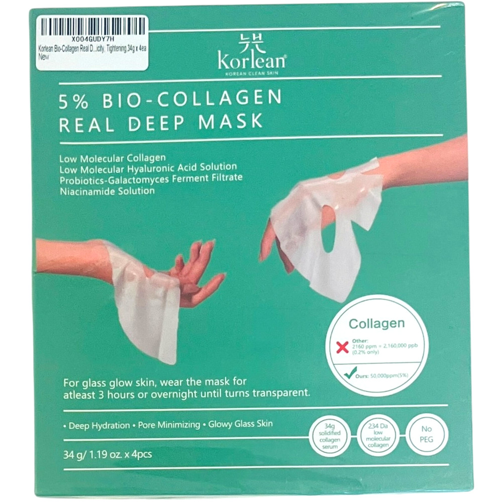 Korlean 5% Bio-Collagen Real Deep Mask - 4 Count - EX 10/27