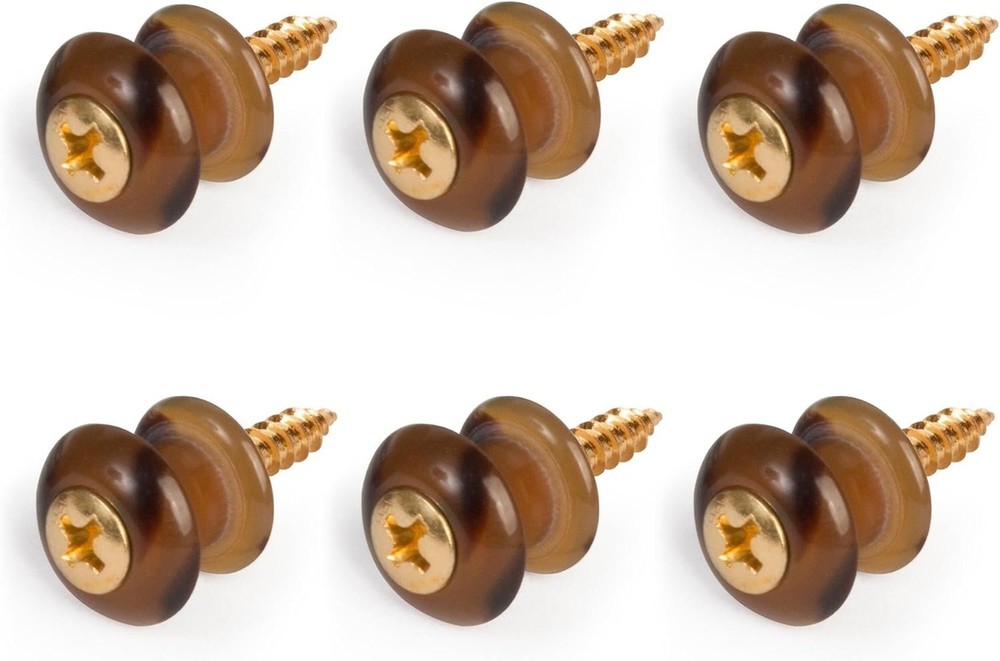 Waverly Guitar Strap Button, Dark Tortoise Button, Gold Screw - 6 Pack