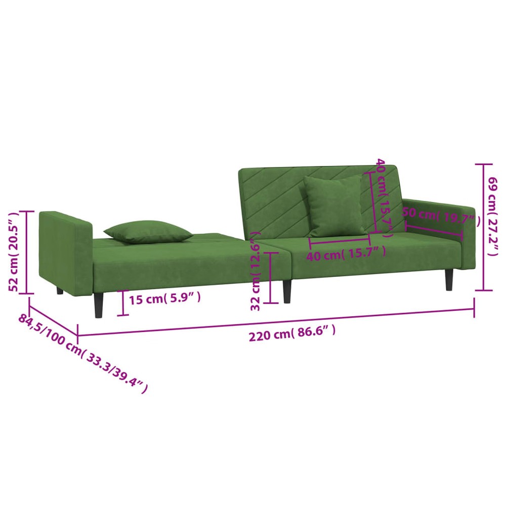 Sofa Bed Dark Green Velvet (100% polyester) Standard