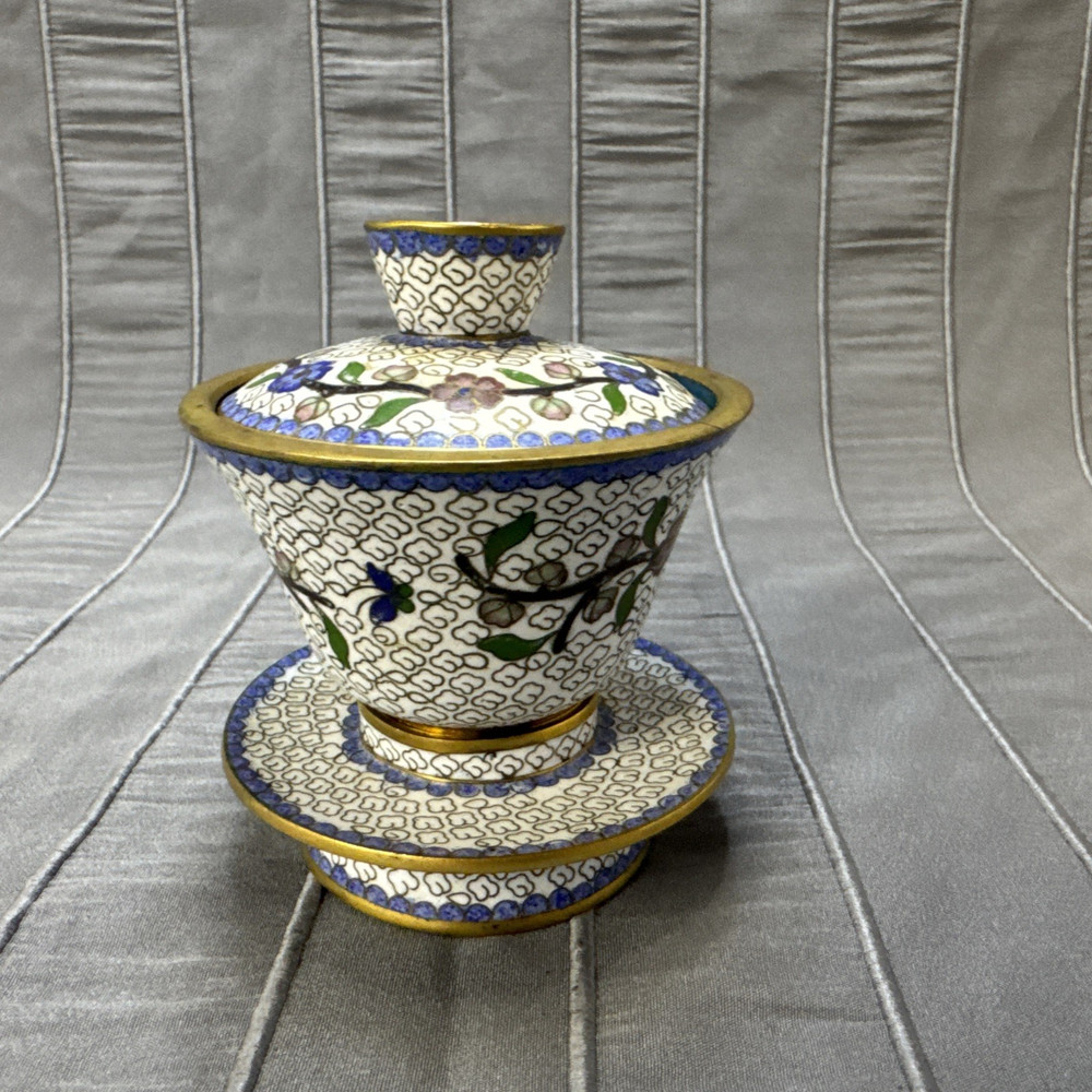 Cloisonne Floral Pattern Lidded Incense Burner Censer