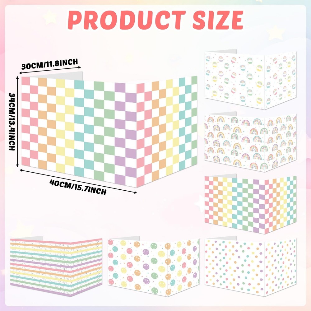 30 Pack Desk Dividers Students Rainbow Privacy Folder Waterproof Testing Boards