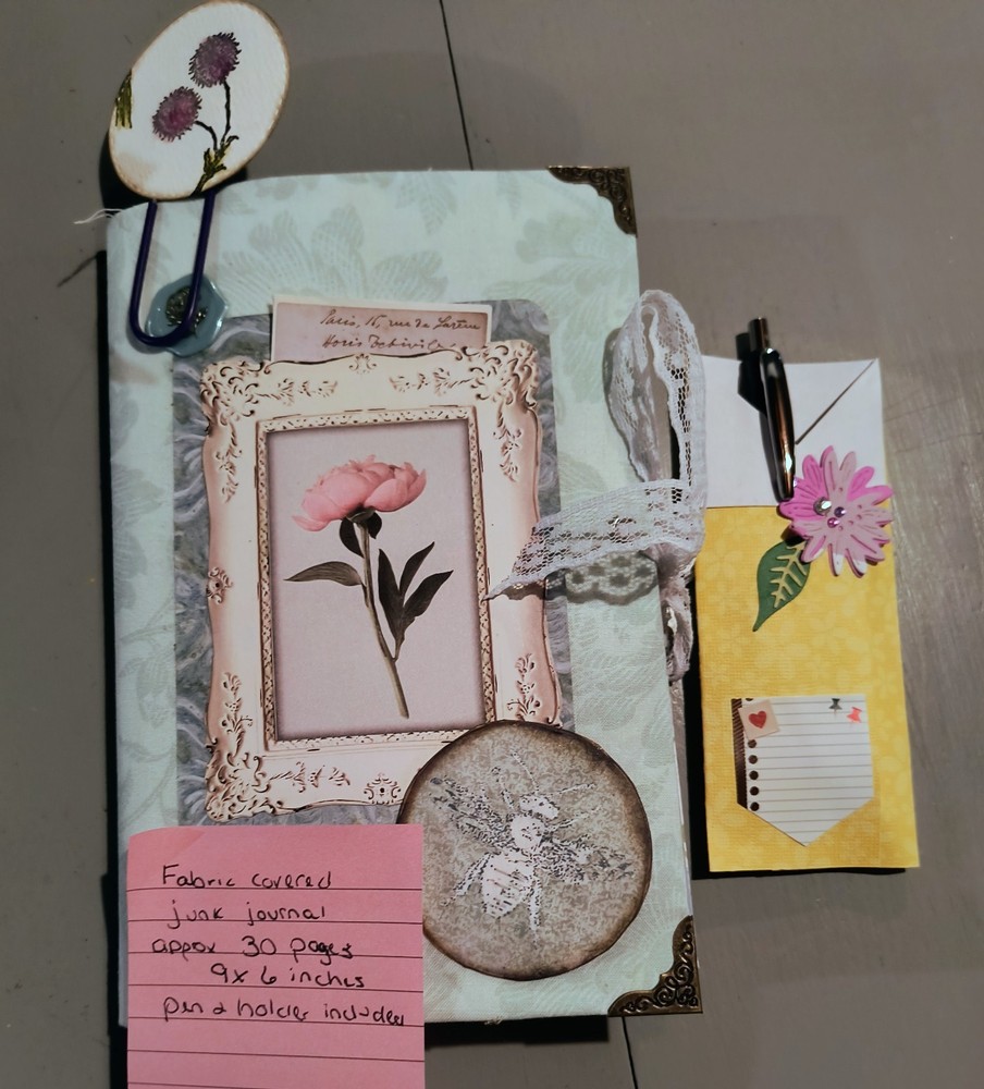 Handmade fabric  covered junk journal