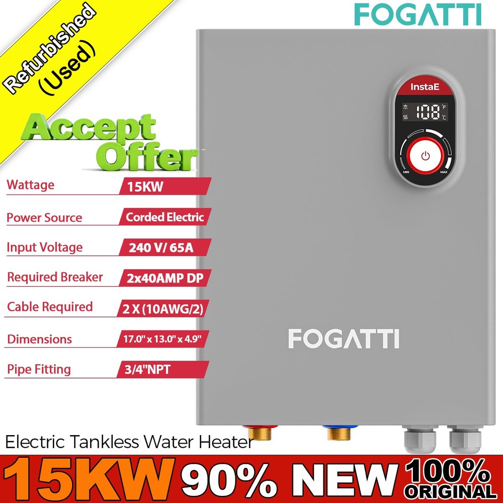 Used- 15KW Electric Tankless Water Heater Instant Hot On-demand for whole house