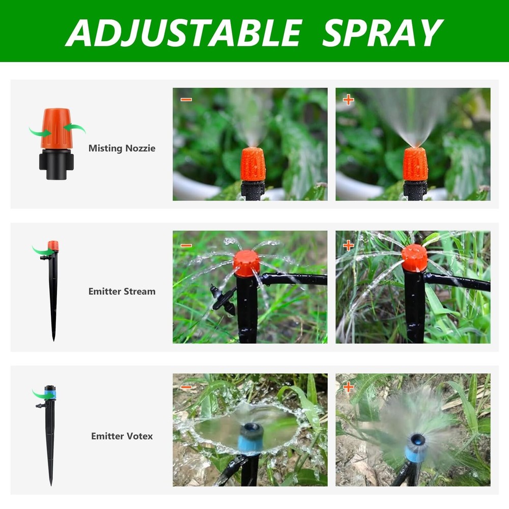 256FT Automatic Drip Irrigation System Kit,Automatic Garden Watering Misting ...