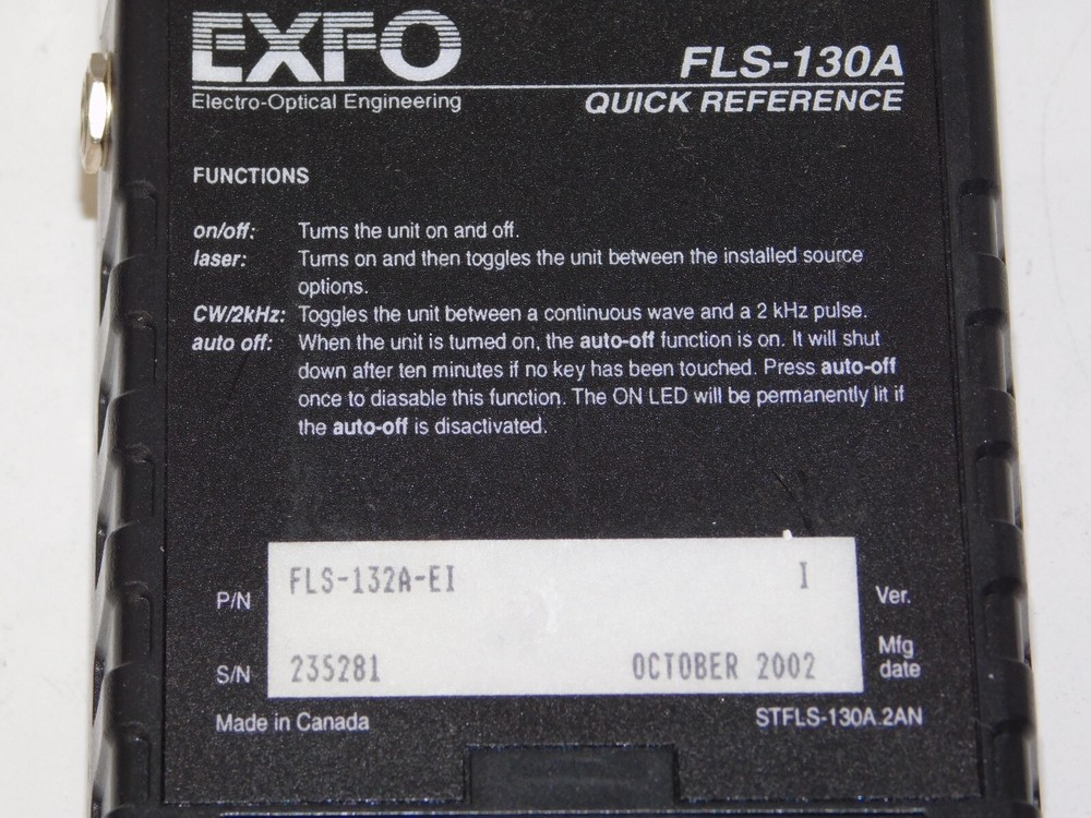EXFO FLS-130A Fiberoptic Laser Source FLS-132A-EI Electro Optical Engineering