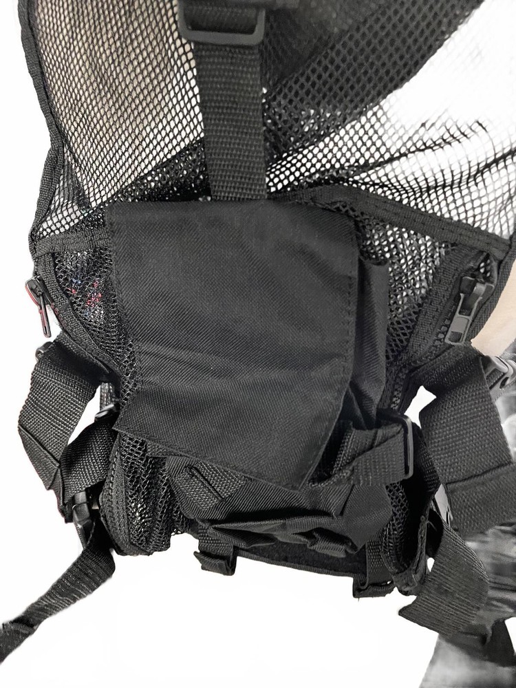 Black Tactical Mesh Utility Vest with Multiple Pockets M/L