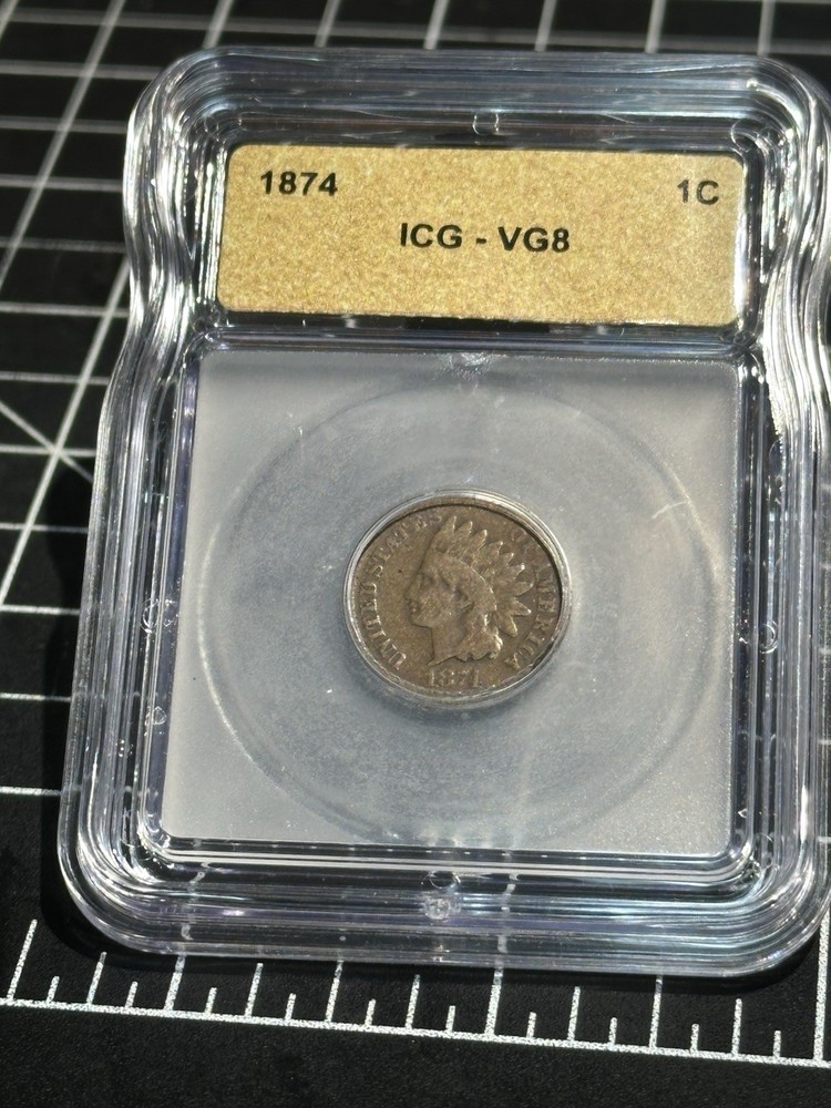 1874 Indian Head Cent 1c ICG VG8