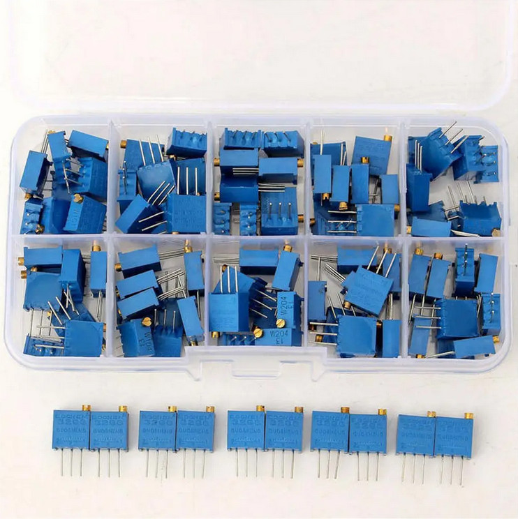 3296W Variable Resistor Kit - Multi-Turn Trimmer Potentiometer with Box