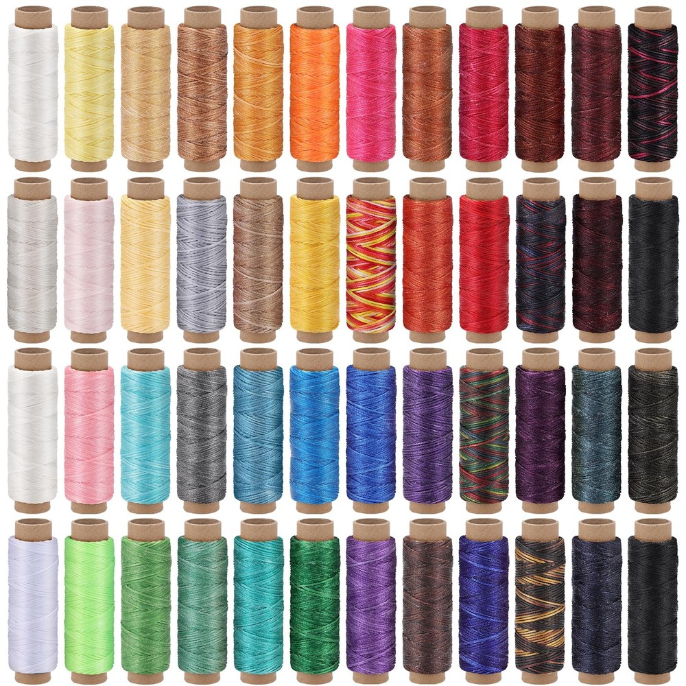 48 Colors Waxed Thread, Leather Thread for Hand Sewing, Book Binding Threads,...