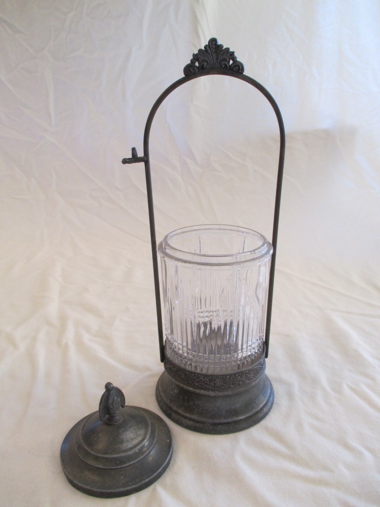 Antique Victorian Pickle Castor Embossed Glass Silver Plate. Missing Fork.