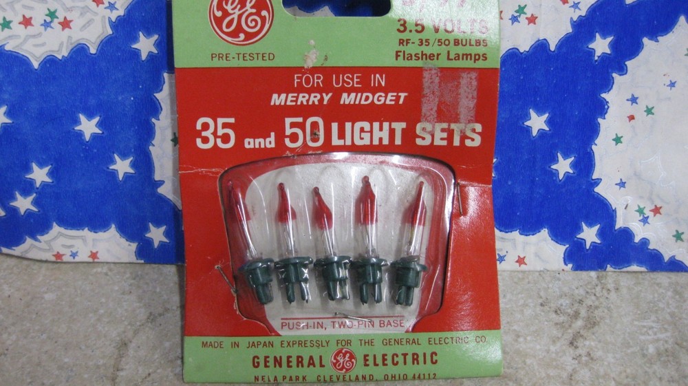 Vintage Ge Flasher Replacement Christmas Light Bulbs 35 50 Light Sets