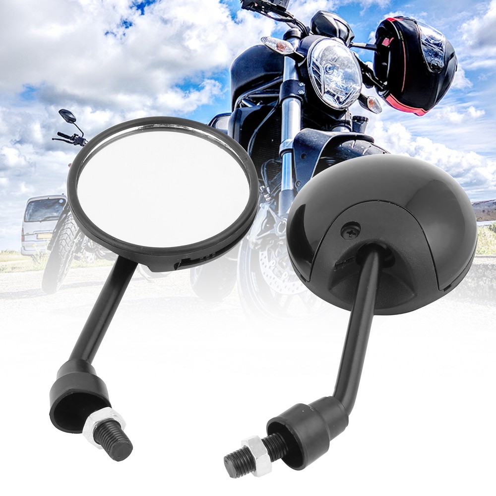 Pair Front 10mm 0.39" Thread Dia Motorcycle Rear View Mirror Round Universal