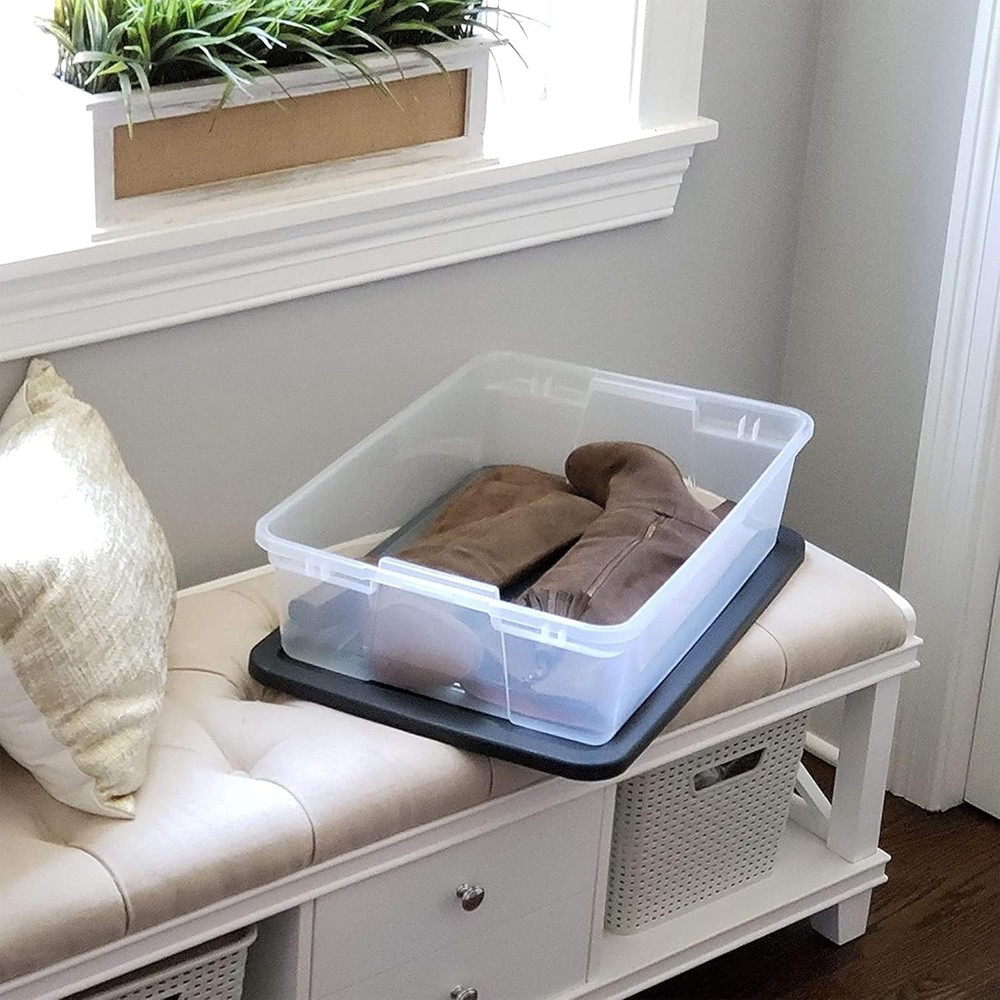 2-Pack Clear Plastic Organizer Bins 28 Quart - Stackable & Versatile Storage