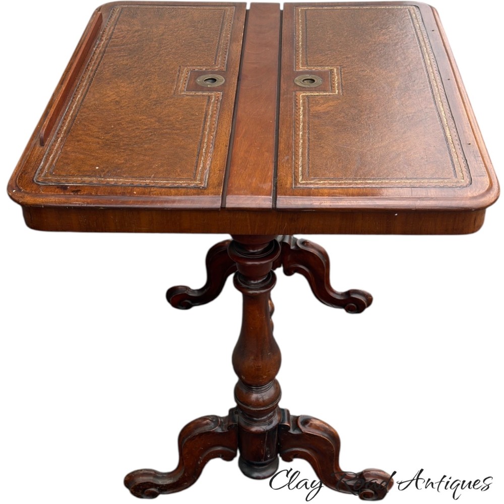 Antique Regency writing reading table combination drawing leather top 19th