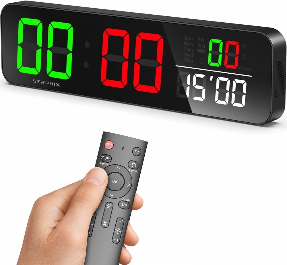 15.2" Digital Scoreboard Clock with Countdown Timer, LED Color Display, Remote C