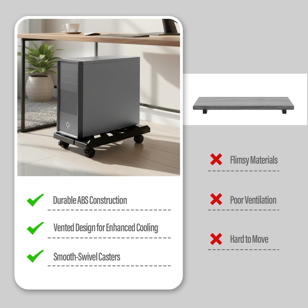 Adjustable Computer Tower Stand | Mobile PC Stand for Floor with Locking