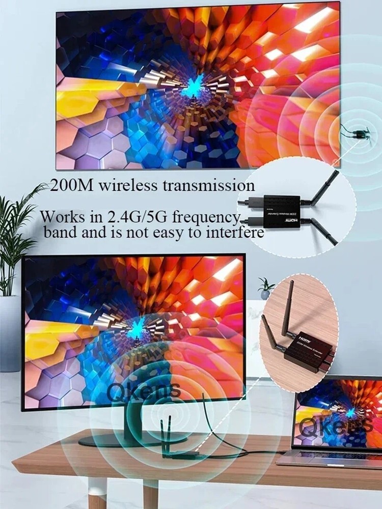 200M HDMI Wireless Extender Video Transmitter and Receiver Display Adapter 1080p