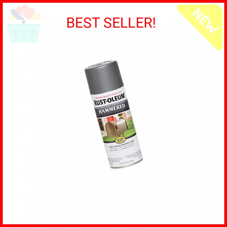 Rust-Oleum 7214830 Stops Rust Hammered Spray Paint, 12 oz, Gray