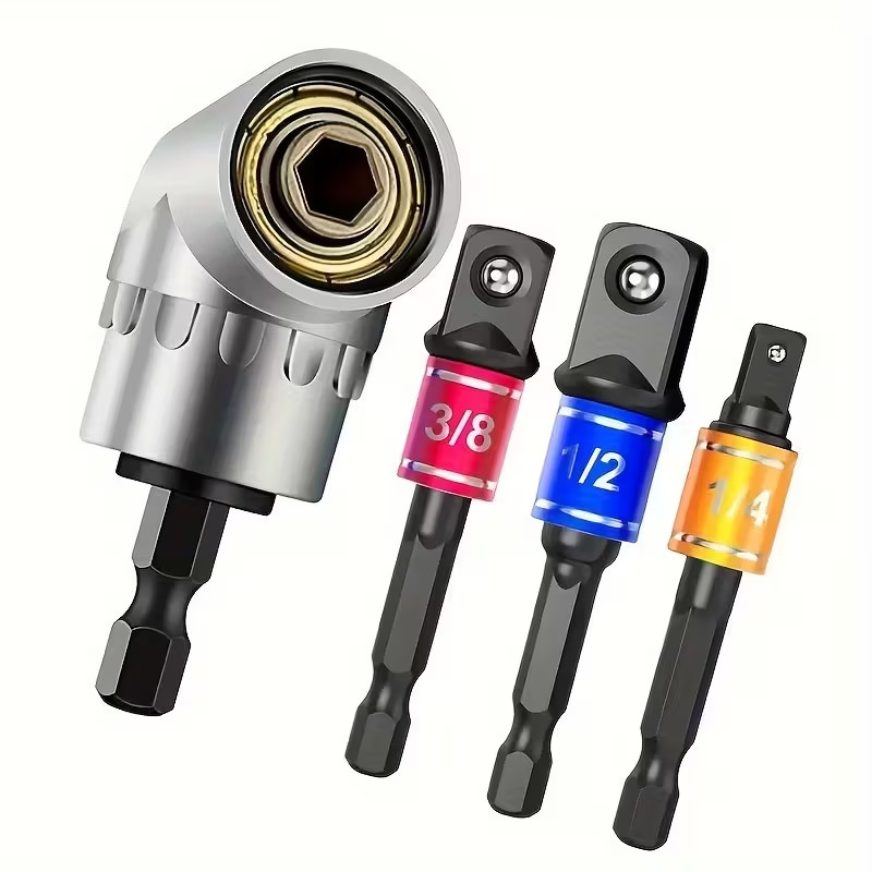 4‑Piece Socket Adapter Kit with Hex Shank Bits & Impact Grade Power Tool Set