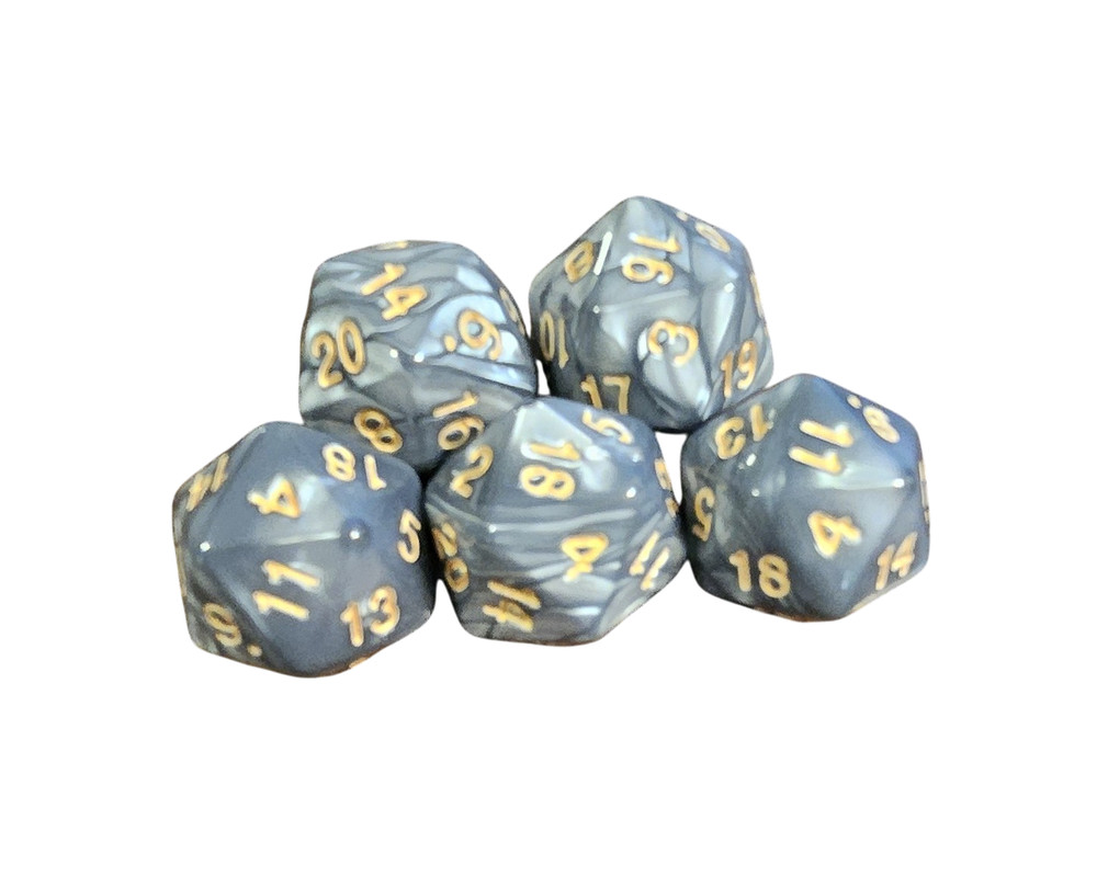 5 pcs DND Polyhedral D20 Dice - New - Gray