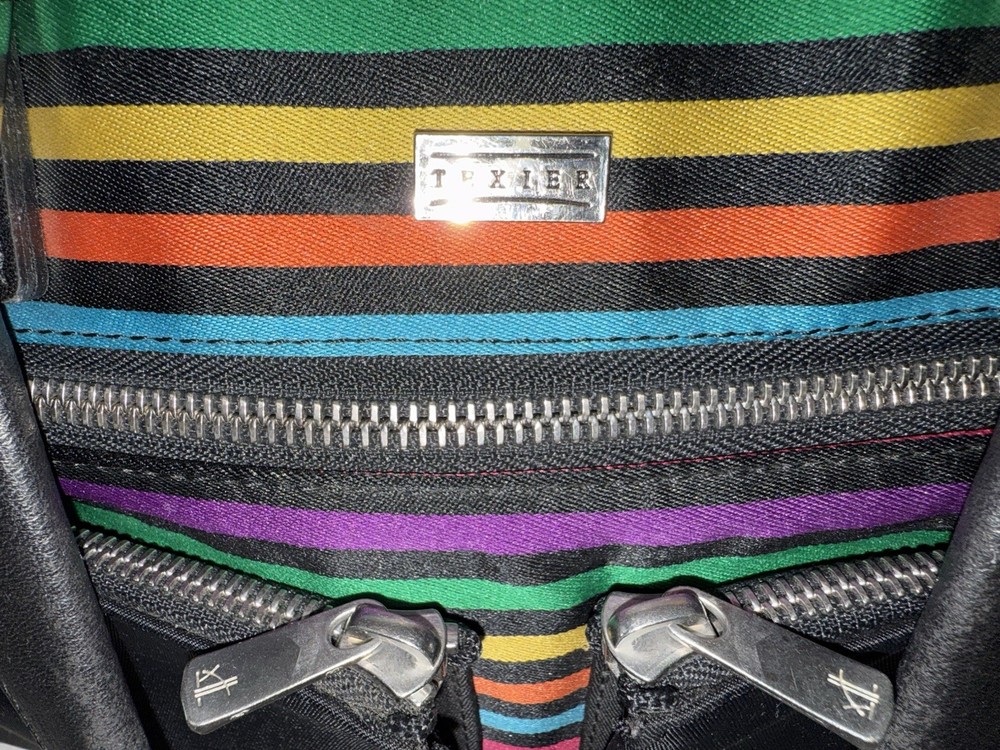 Texier Nylon Laptop Computer Bag Tote Multicolor Stripe Pockets Shoulder Work