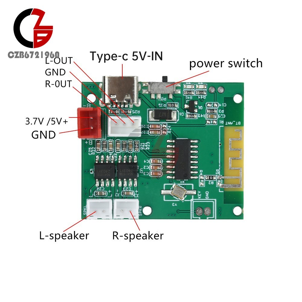 DC3.7V-5V 5W+5W Stereo 5.0 Bluetooth Bluetooth Decoder Module w/ Power Amplifier