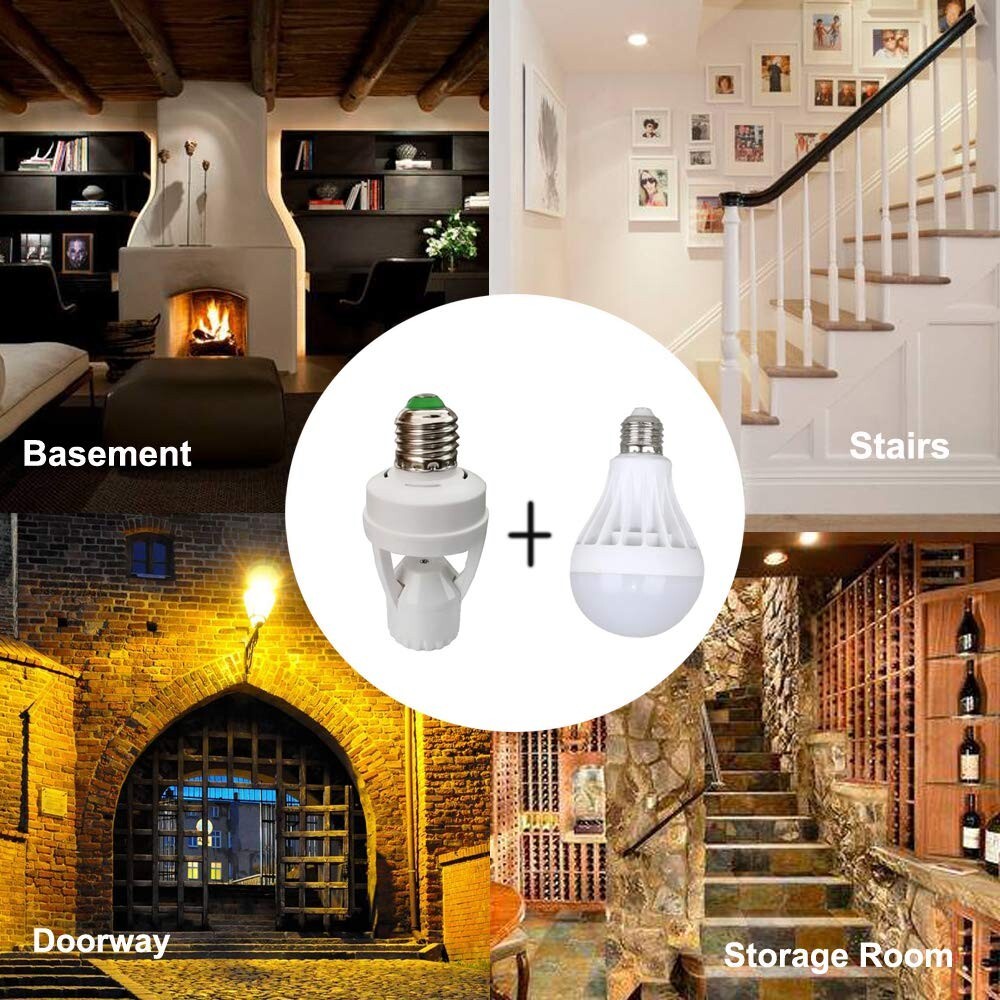 Energy Efficient E26/E27 Motion Activated Light Socket for Convenient Indoor Use
