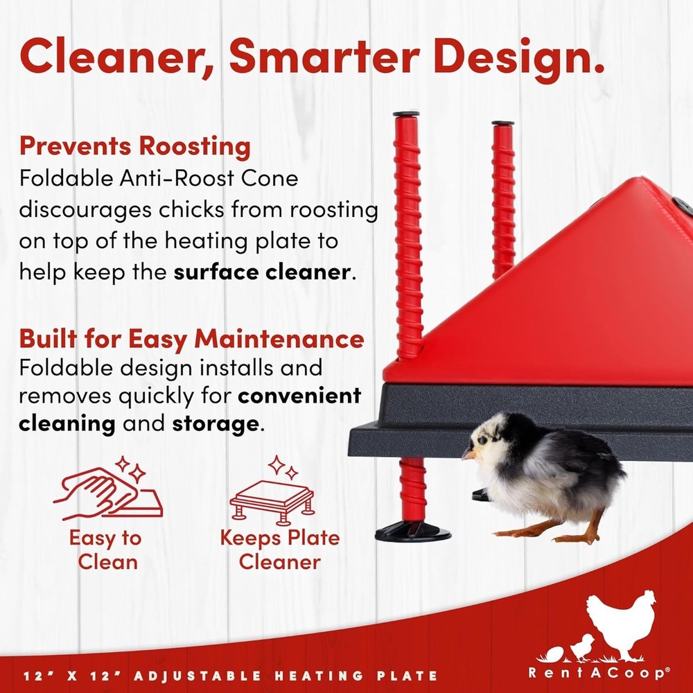 Adjustable Heating Plate 12x12” for 20 Chicks – Energy-Efficient & Safe Design