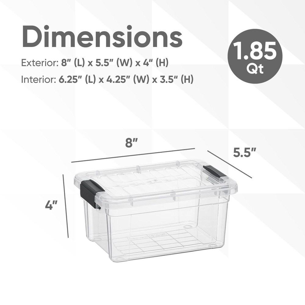 Superio Upgraded 2 Quart Clear Storage Bin Stackable Lightweight Container