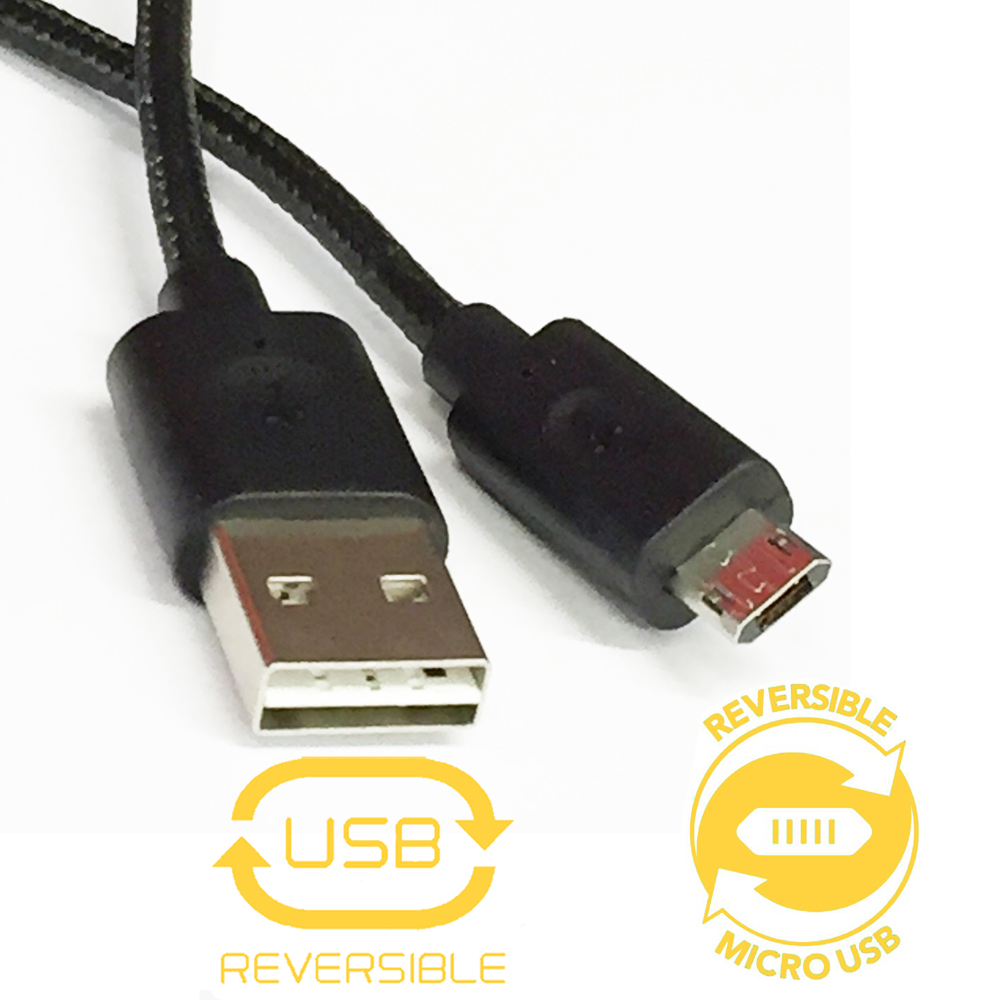 Double-Sided Reversible Micro USB to Reversible USB 2.0 Sync/Charging Cable Cord