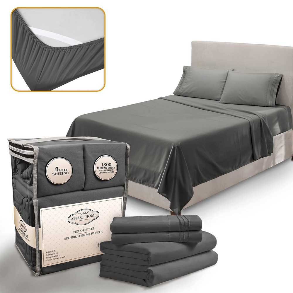 Full Size Bed Sheets Cooling - Luxury Hotel Sheet Set - Soft Sheets with Elas...