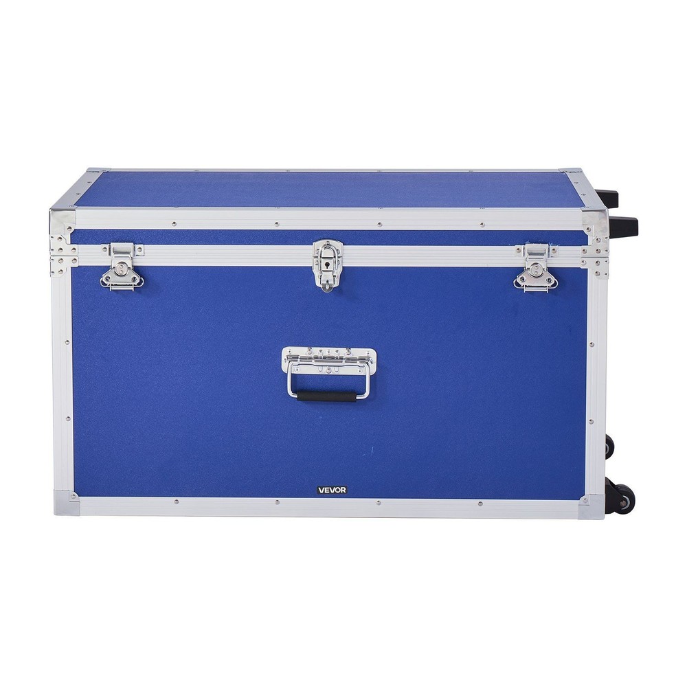 Blue Storage Trunk Set: Large w/ Padlock & EVA Lining, Small w/ Latch, 2-Piece
