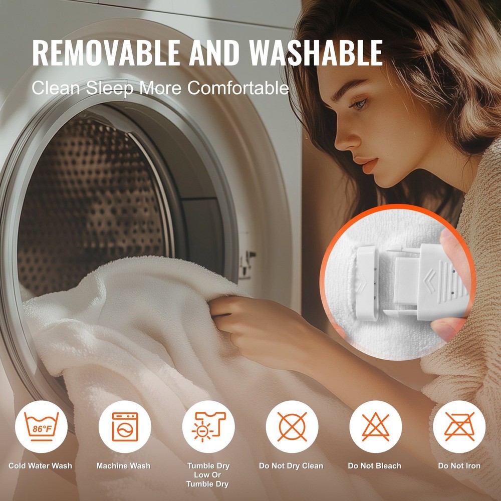 Machine Washable Heated Mattress Layer 60x80in Queen Soft Warmth