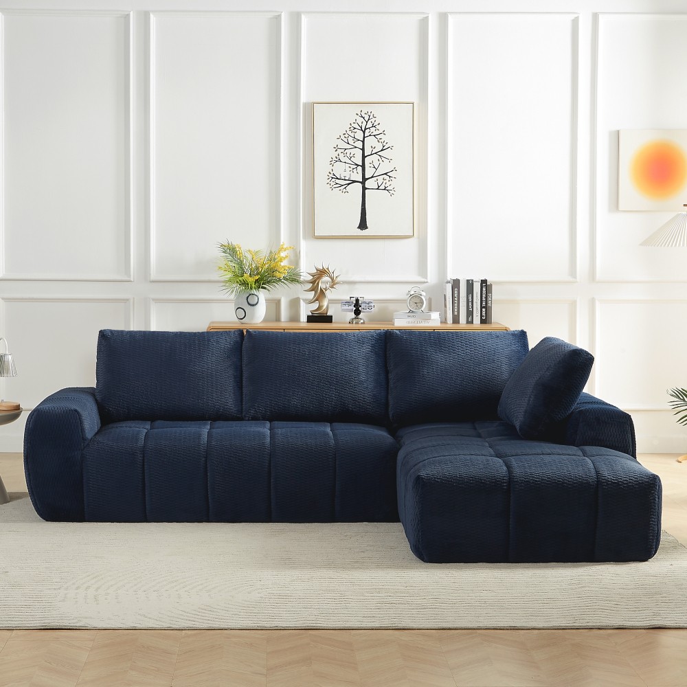 Luxury Sectional Sofa Sleeper Couch for Living Room No Assembly Required Blue