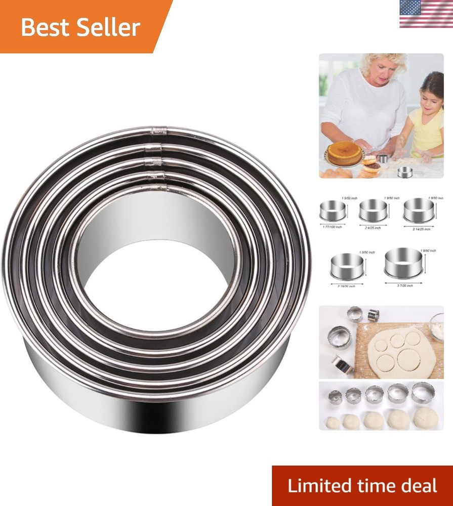 Gradated 5 Sizes  Round Cookie Cutters - Durable & Dishwasher Safe