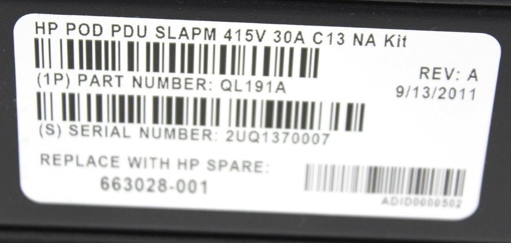 QL191A QL191A#STD, 663028-001 Power distribution unit (PDU)