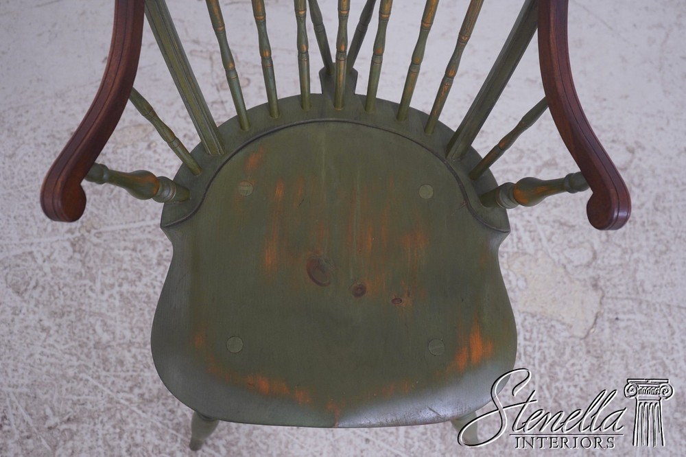 71105: Bench Made Green Painted Loop Back Windsor Armchair