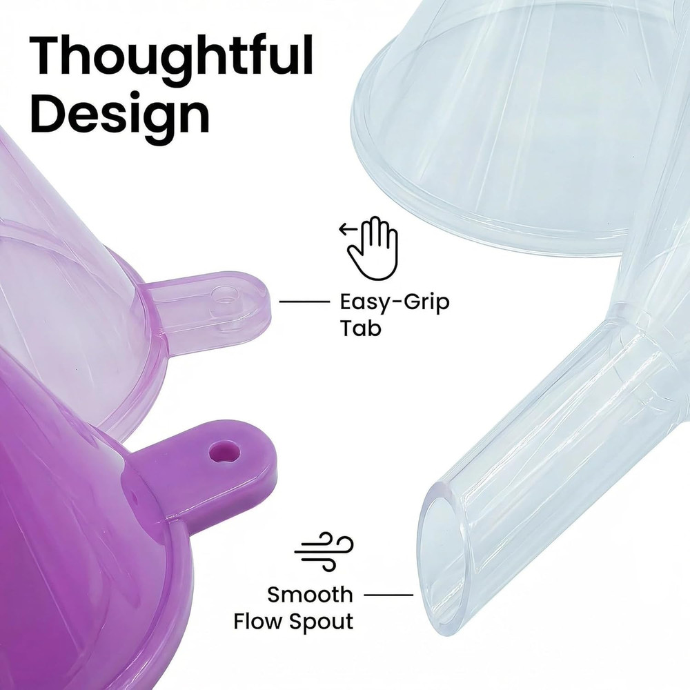 Mini Funnels 8-Pack with Spoon | Small Funnel Set for Filling Tiny Bottles, Esse