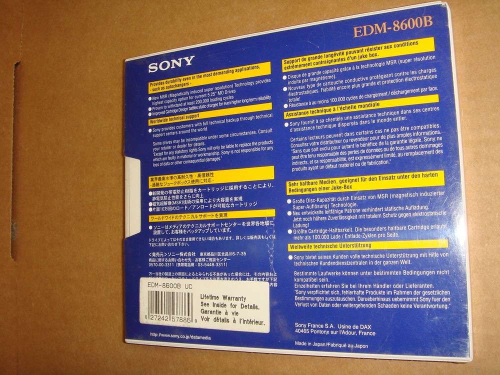 NEW Sony EDM-8600B 8.6GB 5.25 MO OPTICAL DISK
