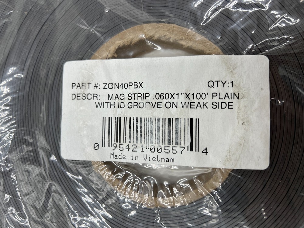 Master Magnetics Flexible Magnet Strip Plain Weak Side .060 x 1" x 100' ZGN40PBX
