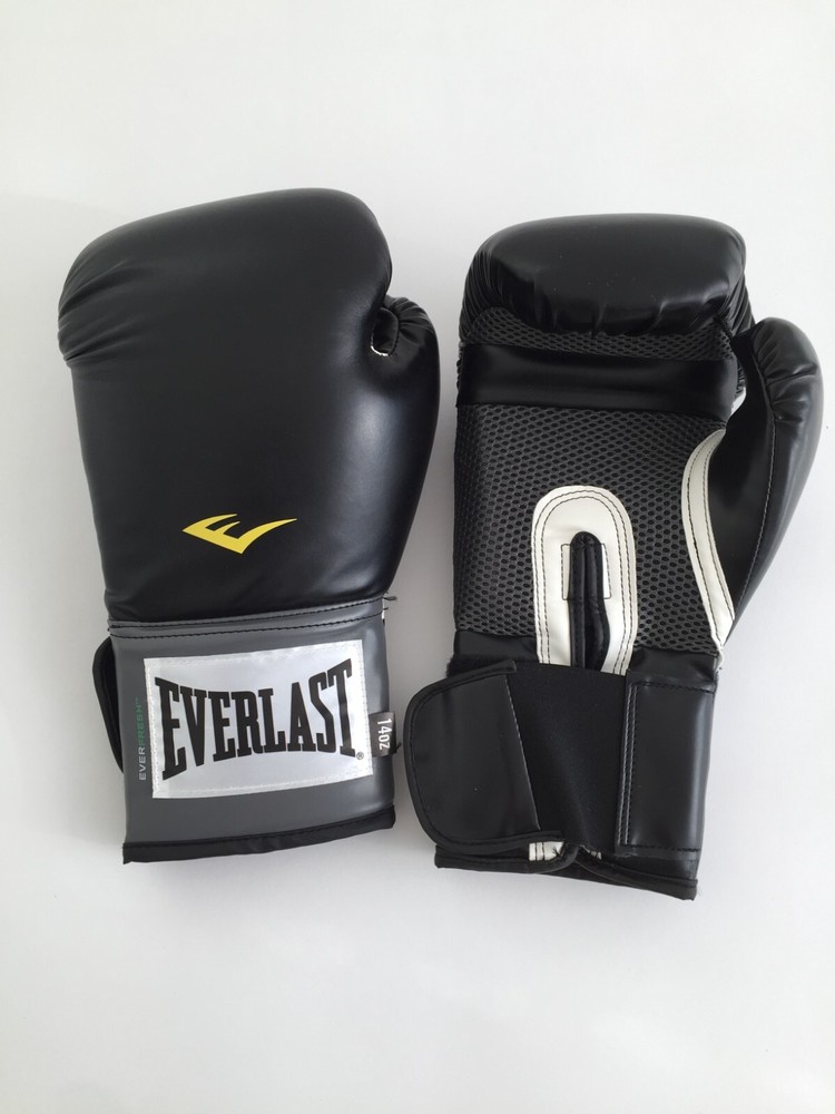 EVERLAST 14 OZ PRO STYLE TRAINING GLOVES BLACK HEAVY BAG MITT WORK SPARRING