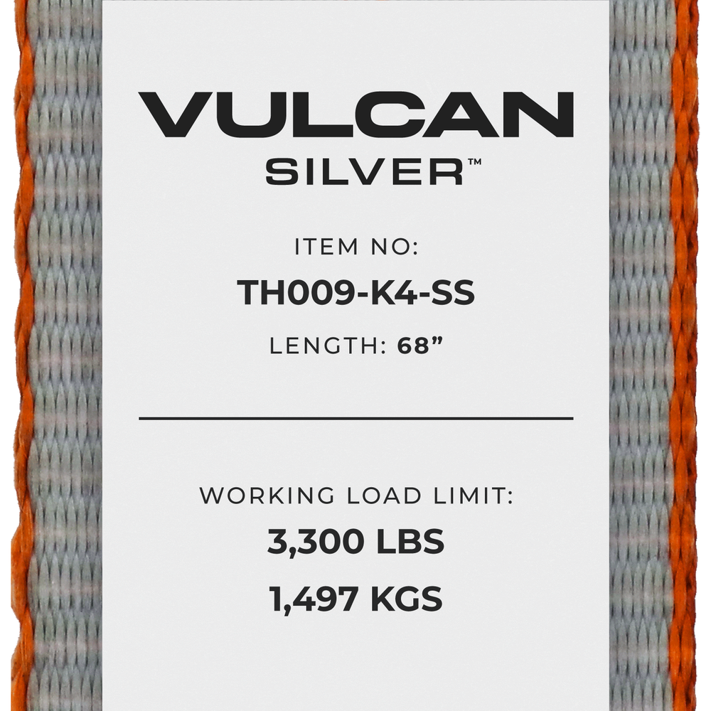 Side Rail Car Tie Down - Snap Hooks - 4 Pack - Silver Series - 3300 lbs SWL