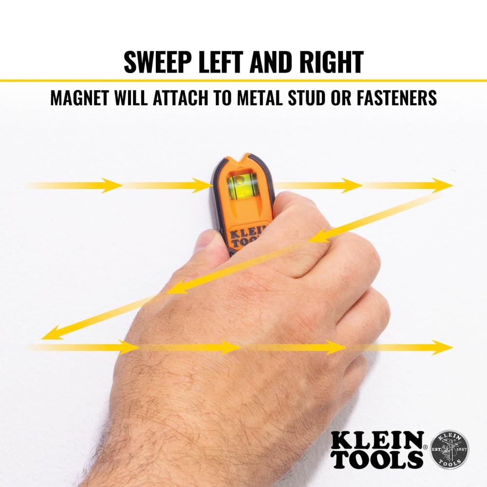 Klein Tools MSF100 Magnetic Stud Finder and Level, Compact, Single, Orange