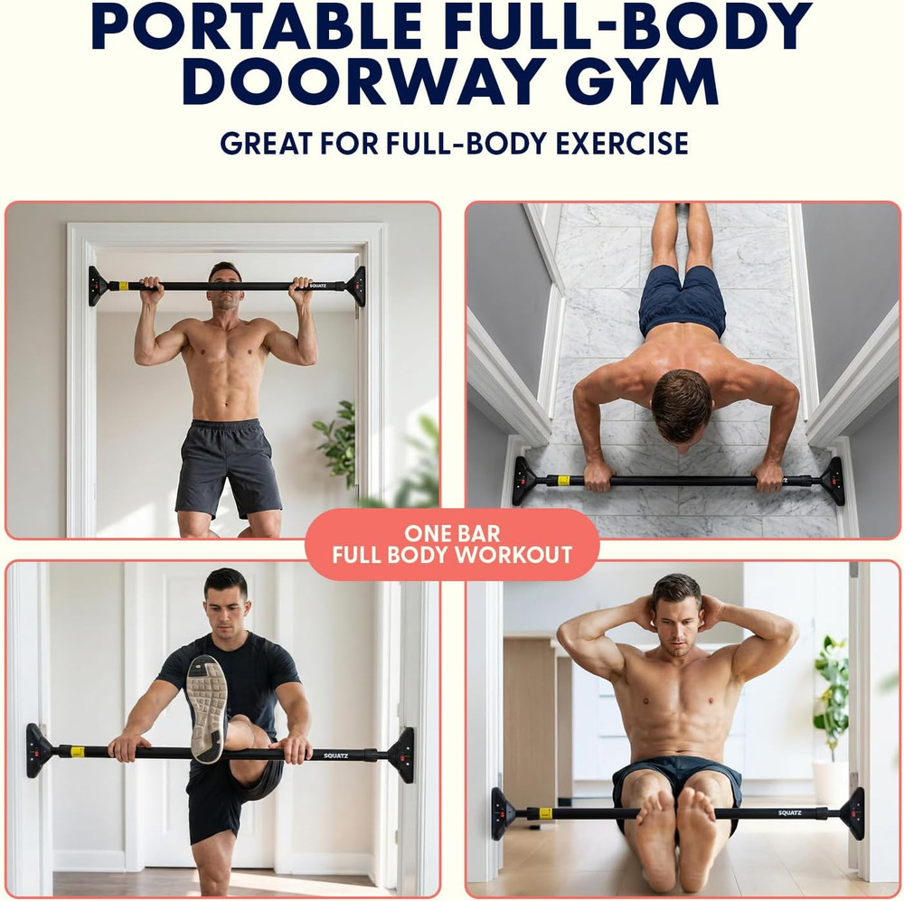 Doorway Pull up Bar, Adjustable Door Frame Pull up Bar with Level Meter, Locking