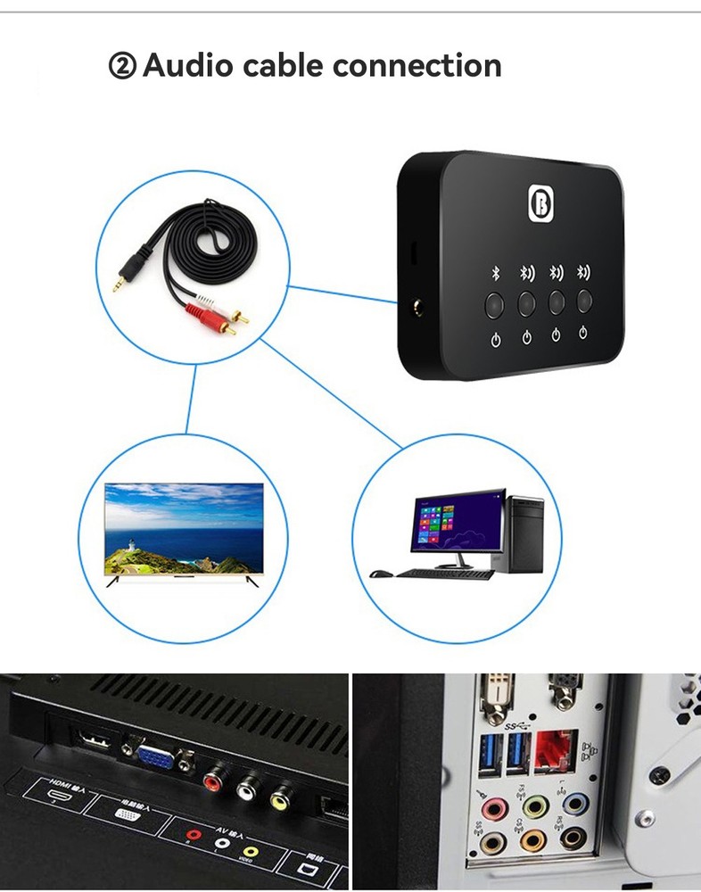 Bluetooth-Compatible Audio Adapter Receive-Send 2-in-1 Sending Out One-Three