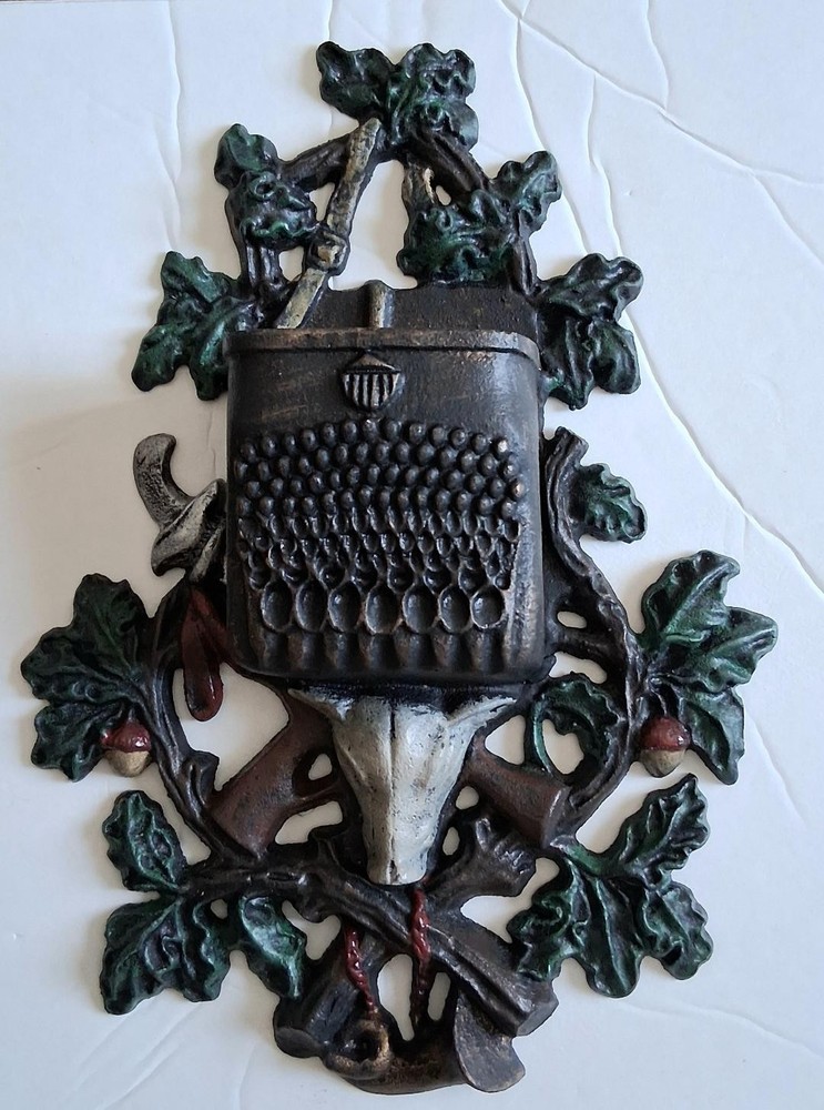Match Holder Steer Hunting Cast Iron  Wall Mount  Home Office