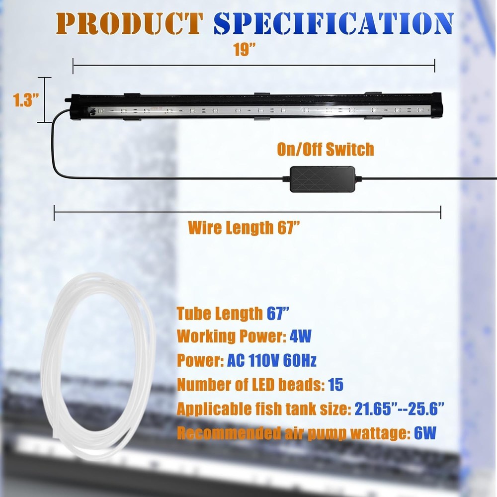 Smart App-Controlled LED Aquarium Light with 16 Million Colors, 12 Dynamic Ef...